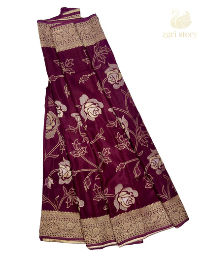 maroon floral crepe semi