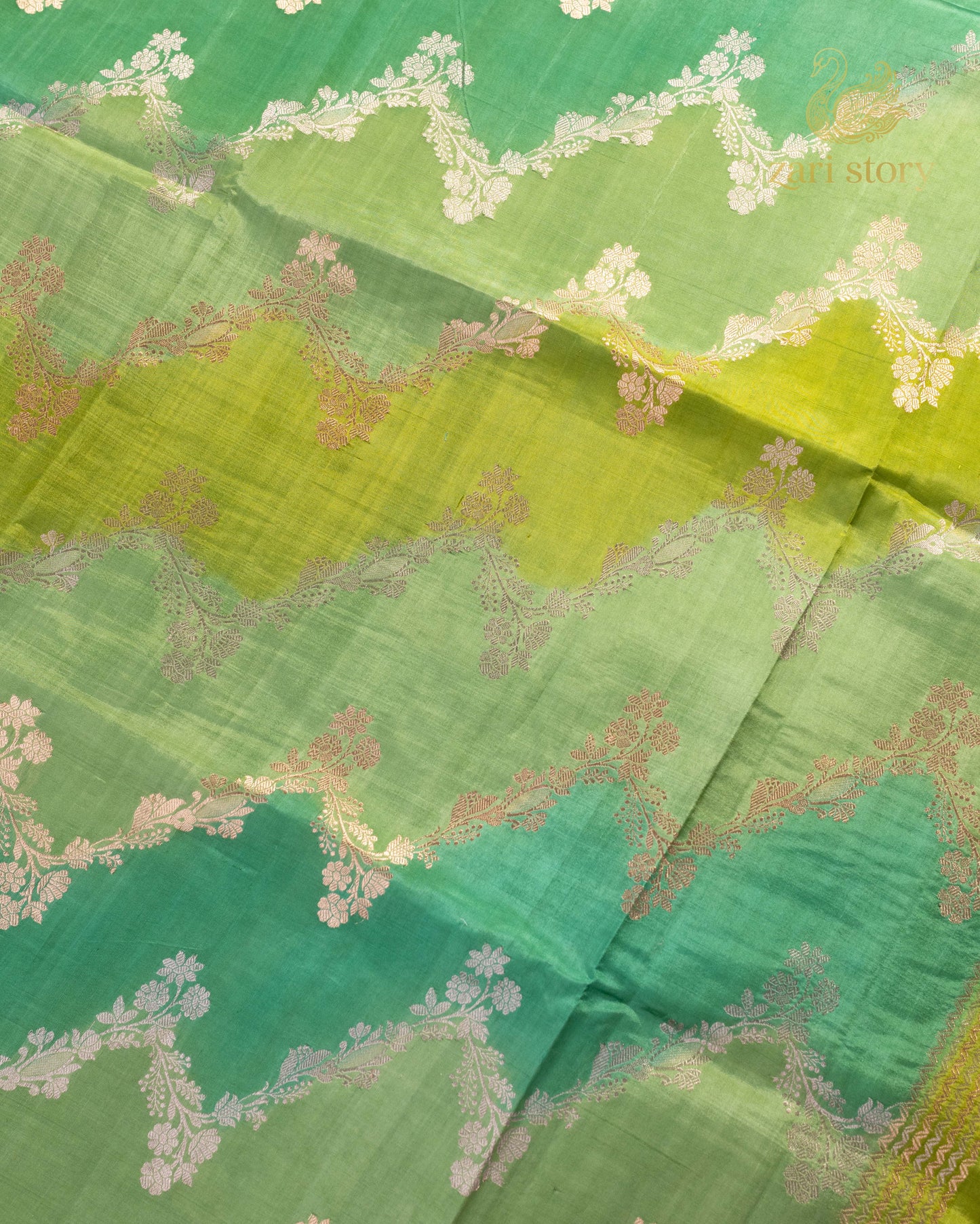 Pista Green Rangkat Mango Banarasi Saree