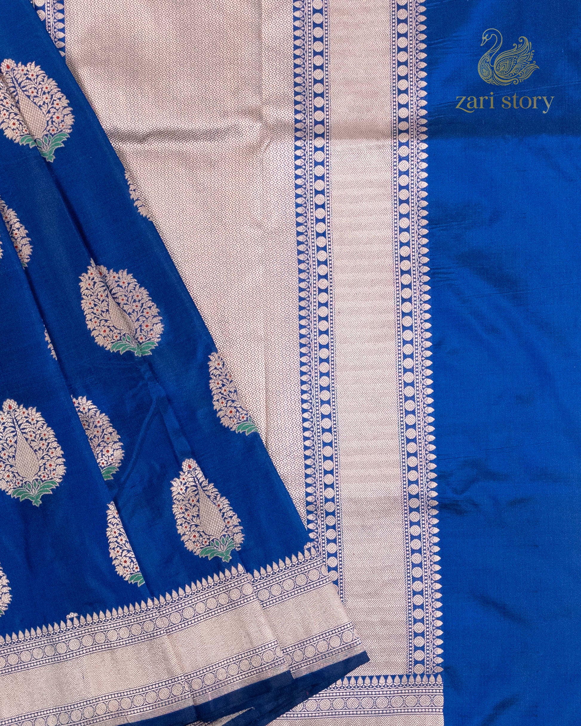 blue meenakari katan silk pure
