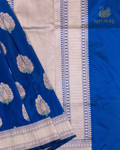 blue meenakari katan silk pure