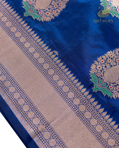 Royal Blue Meenakari Katan Silk Banarasi Saree