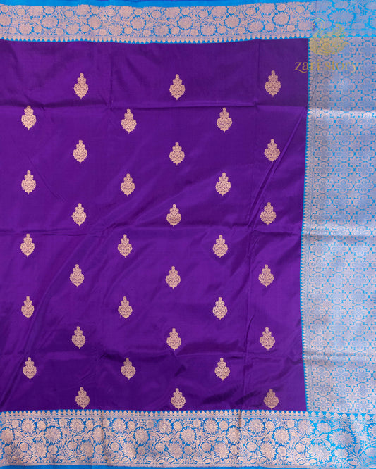 Grape Purple Butta Katan Silk Banarasi Saree
