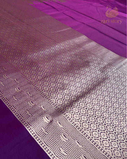 Jamun Purple Ganga Ghat Mashru Banarasi Saree