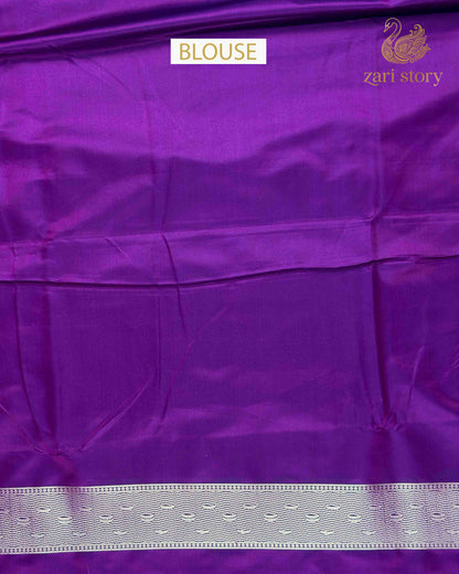 Jamun Purple Ganga Ghat Mashru Banarasi Saree