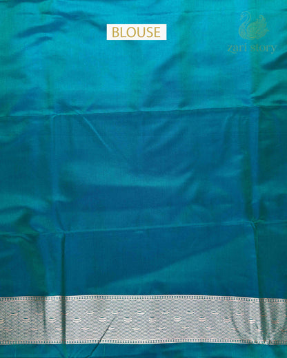 Peacock Green Ganga Ghat Mashru Banarasi Saree