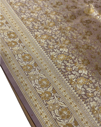 Onion Pink Jamawar Mashru Banarasi Saree