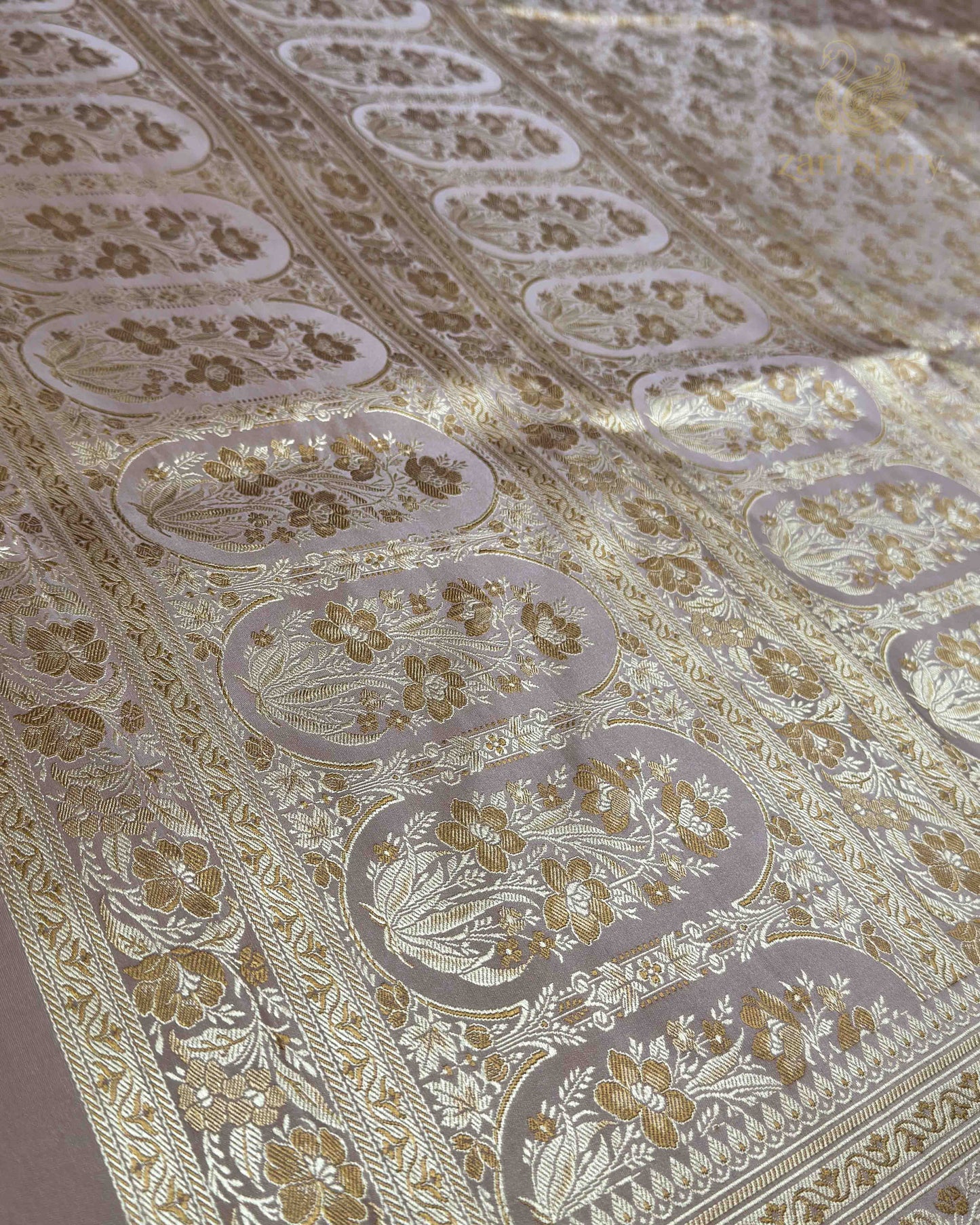 Onion Pink Jamawar Mashru Banarasi Saree