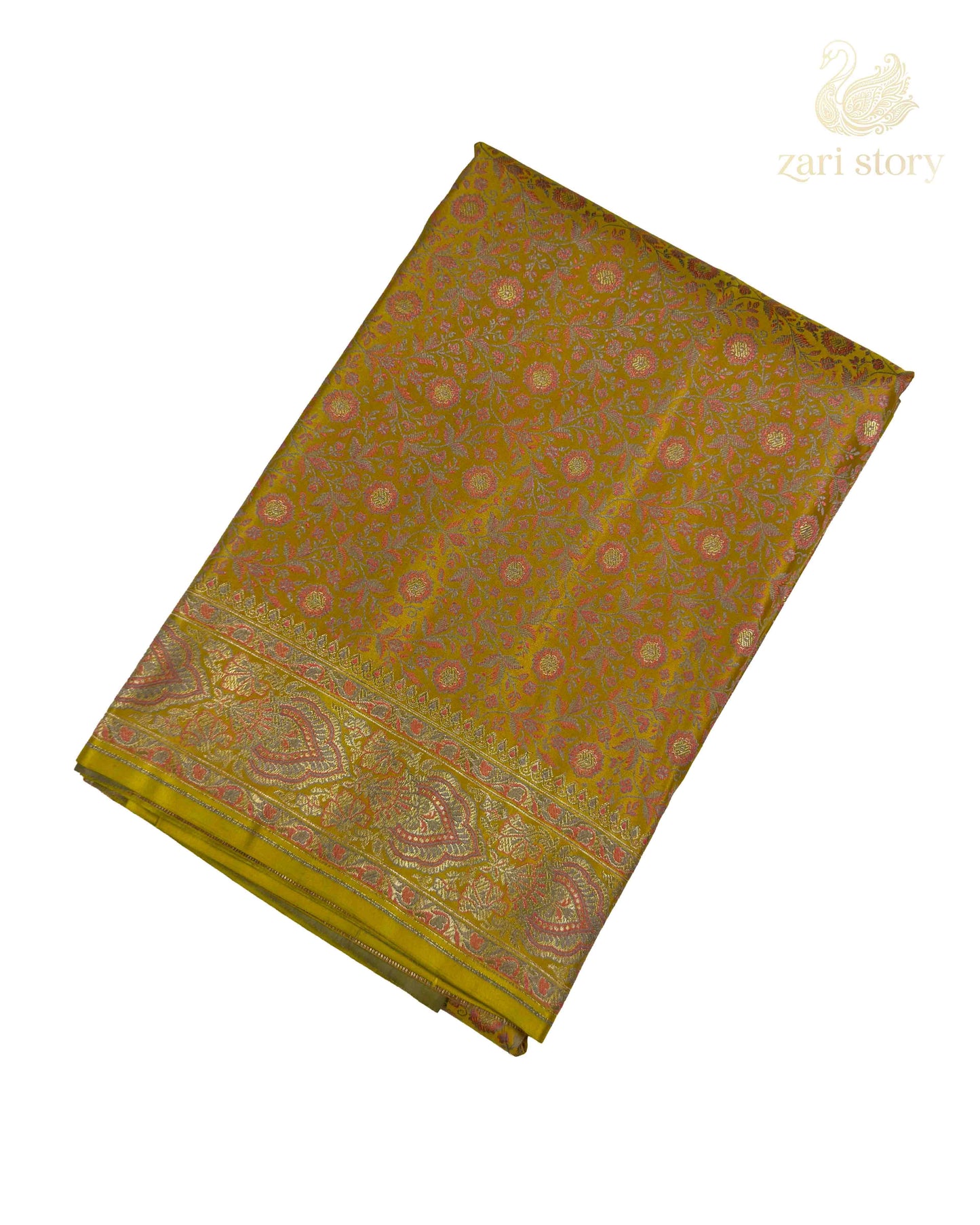 Moss Green Jamawar Mashru Banarasi Saree