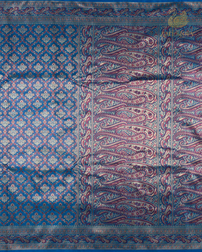Peacock Blue Jamawar Mashru Banarasi Saree