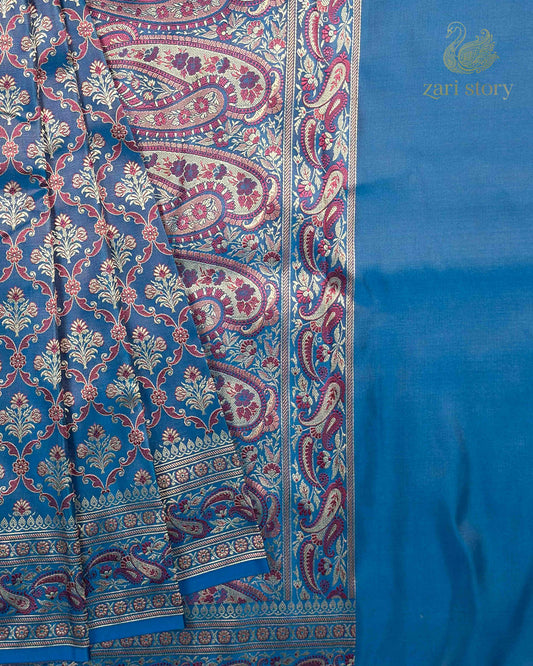blue jamawar mashru pure