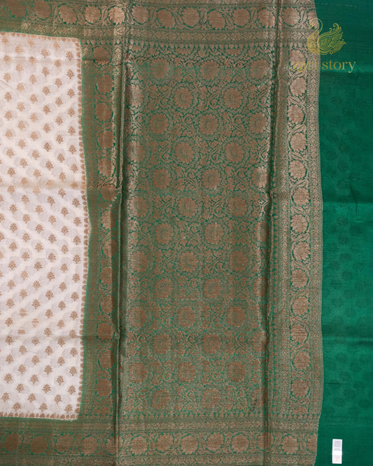 Ivory Butta Mulberry Silk Banarasi Saree