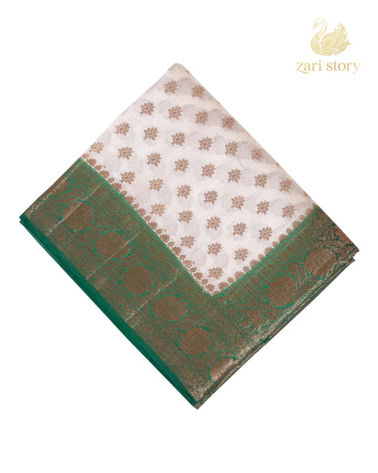 Ivory Butta Mulberry Silk Banarasi Saree