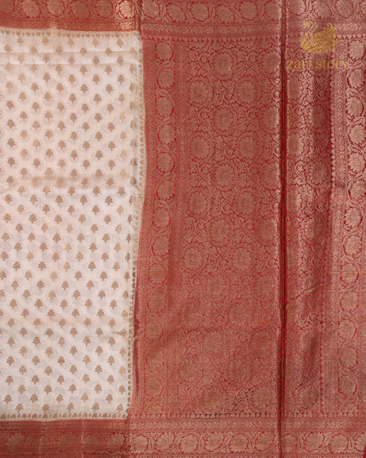 Ivory Butta Mulberry Silk Banarasi Saree