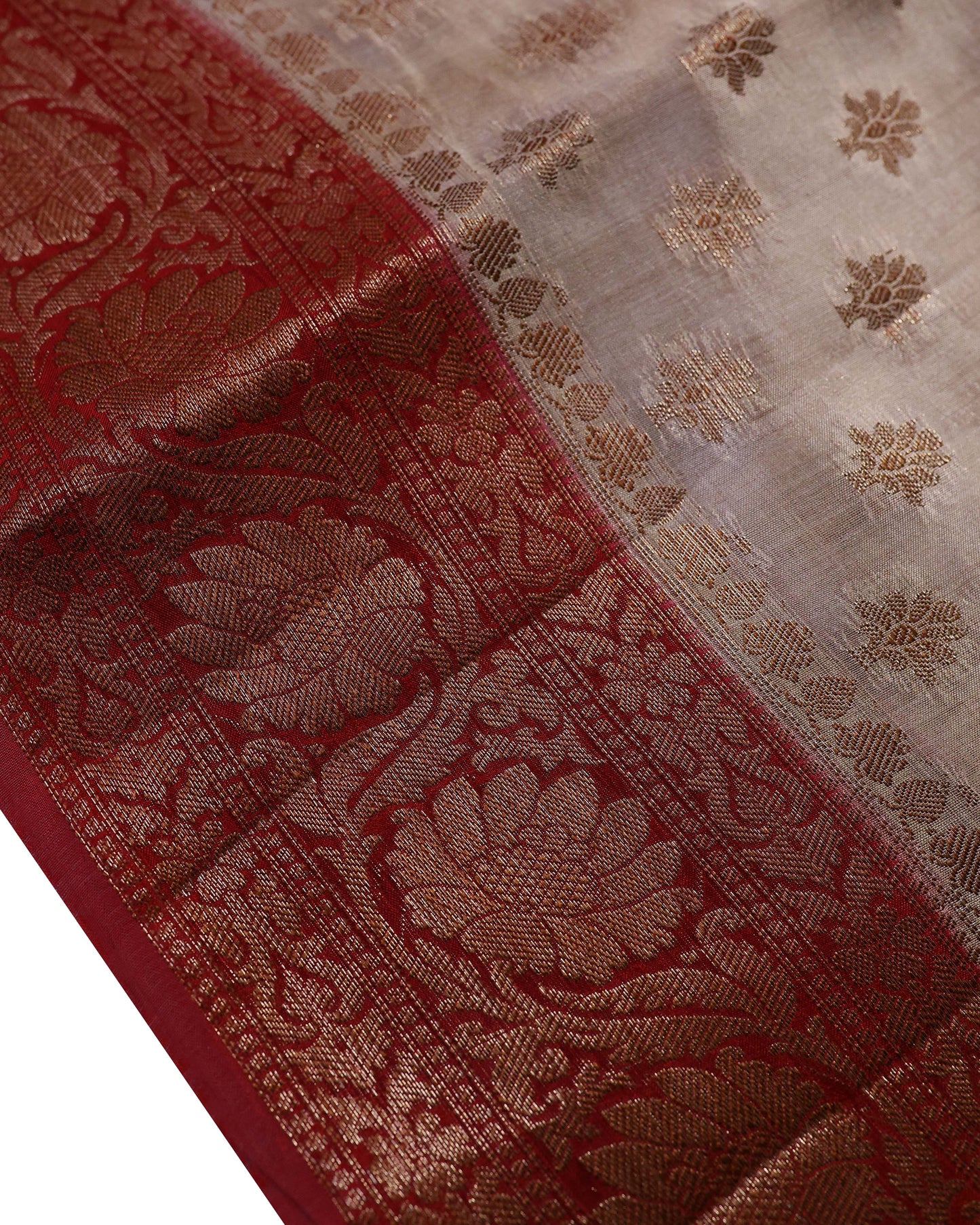Ivory Butta Mulberry Silk Banarasi Saree