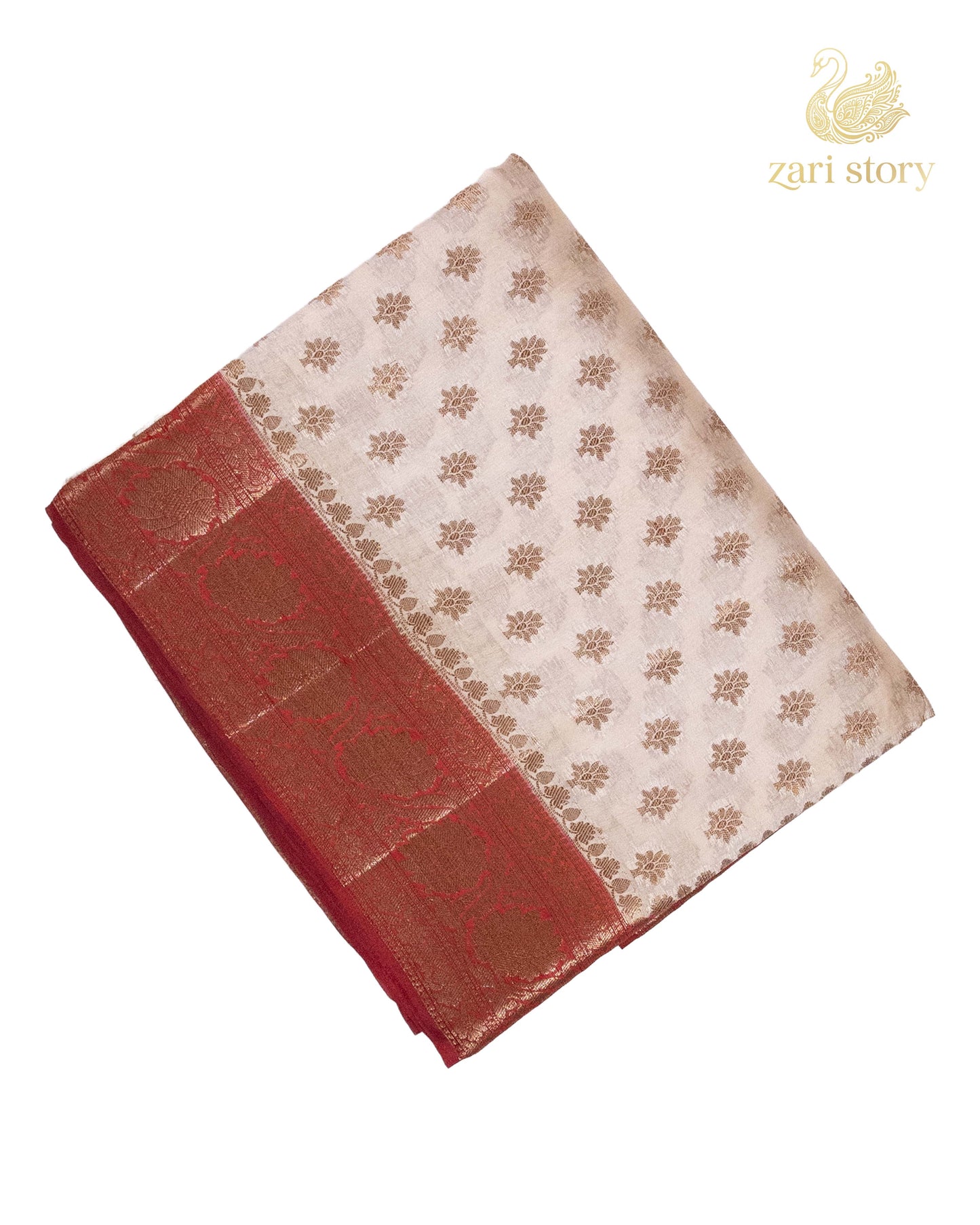 Ivory Butta Mulberry Silk Banarasi Saree