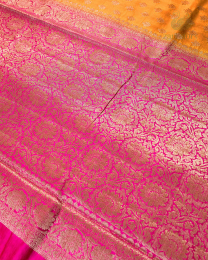 Rust Orange Butta Mulberry Silk Banarasi Saree