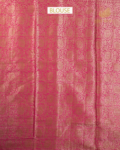 Rust Orange Butta Mulberry Silk Banarasi Saree