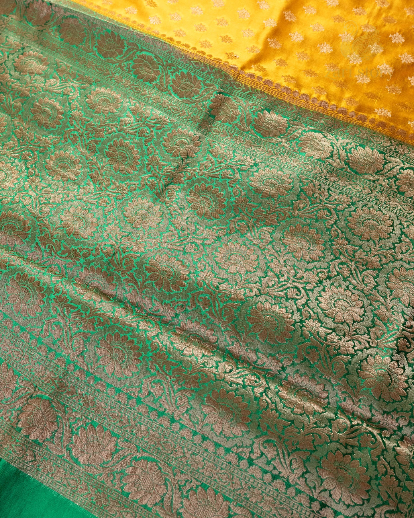 Turmeric Yellow Butta Mulberry Silk Banarasi Saree