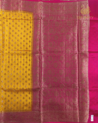 Golden Yellow Butta Mulberry Silk Banarasi Saree