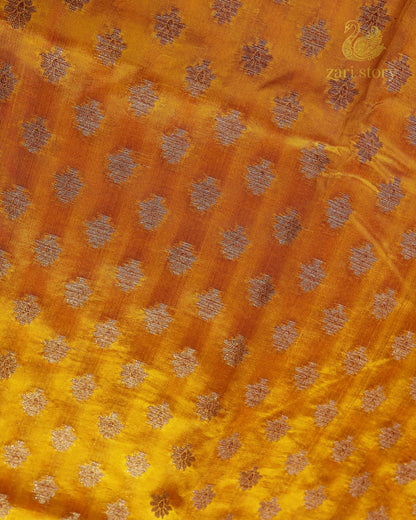 Golden Yellow Butta Mulberry Silk Banarasi Saree