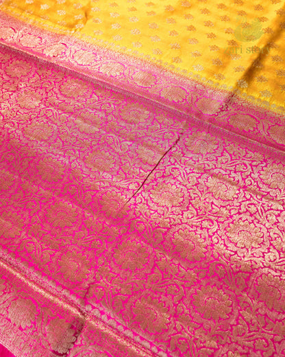 Golden Yellow Butta Mulberry Silk Banarasi Saree