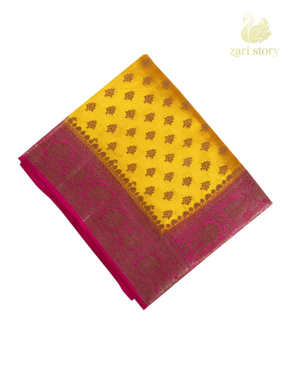 Golden Yellow Butta Mulberry Silk Banarasi Saree