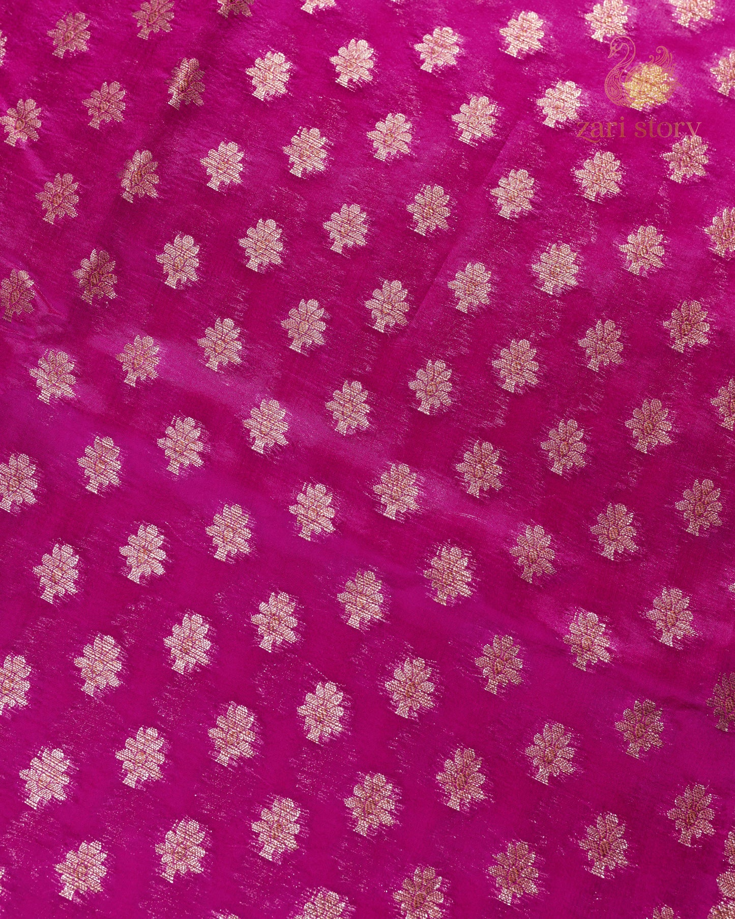 Rani Pink Butta Mulberry Silk Banarasi Saree