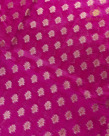Rani Pink Butta Mulberry Silk Banarasi Saree