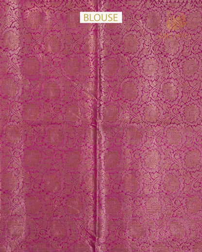 Rani Pink Butta Mulberry Silk Banarasi Saree