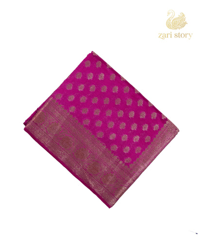 Rani Pink Butta Mulberry Silk Banarasi Saree
