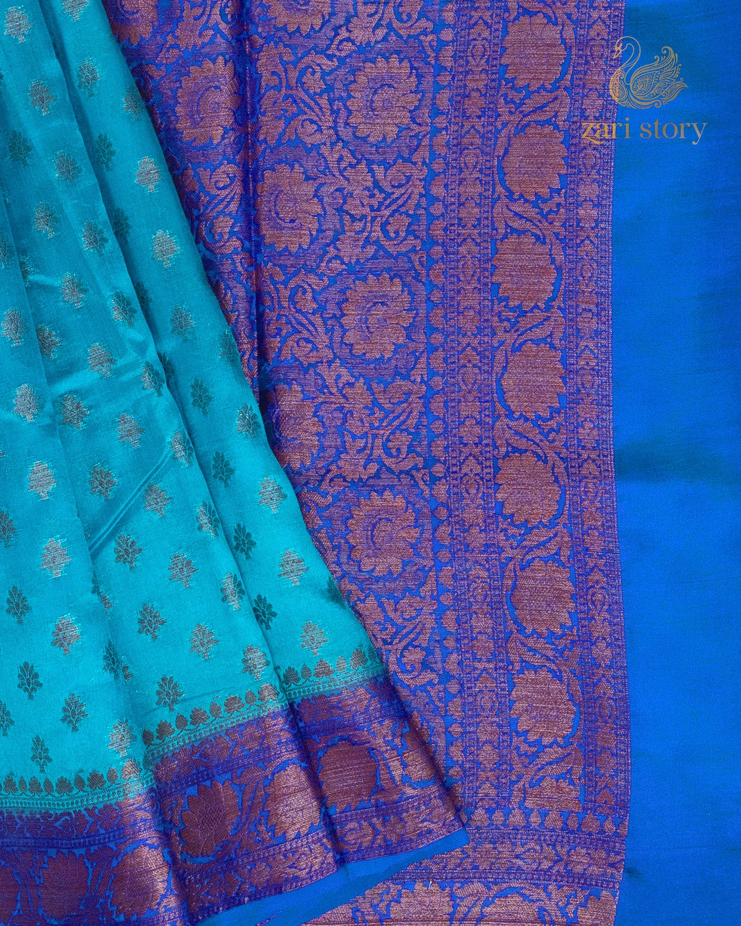 blue butta mulberry silk pure