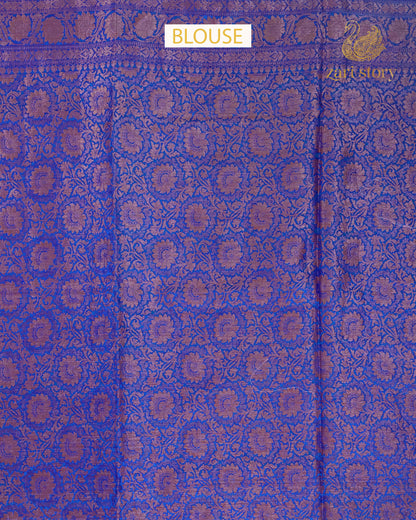 French Blue Butta Mulberry Silk Banarasi Saree