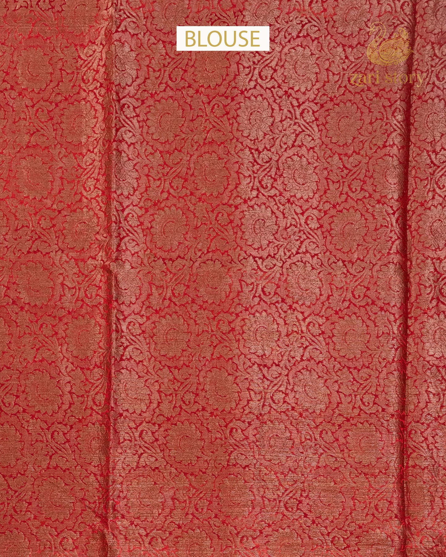 Blood Red Butta Mulberry Silk Banarasi Saree