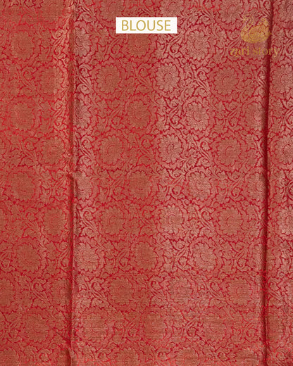 Blood Red Butta Mulberry Silk Banarasi Saree