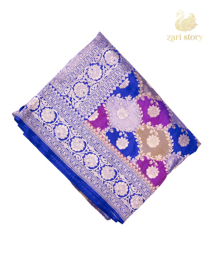 Blue Multicolour Rangkat Katan Silk Banarasi Saree