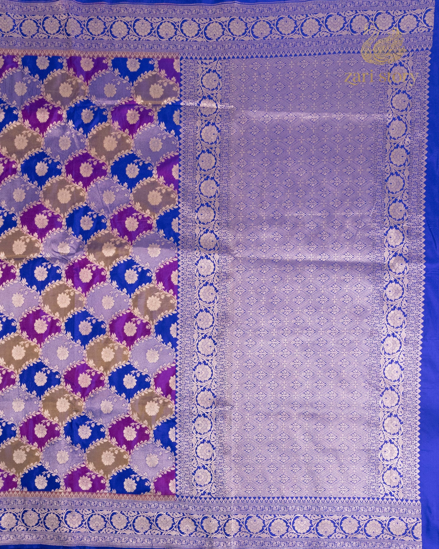 Blue Multicolour Rangkat Katan Silk Banarasi Saree
