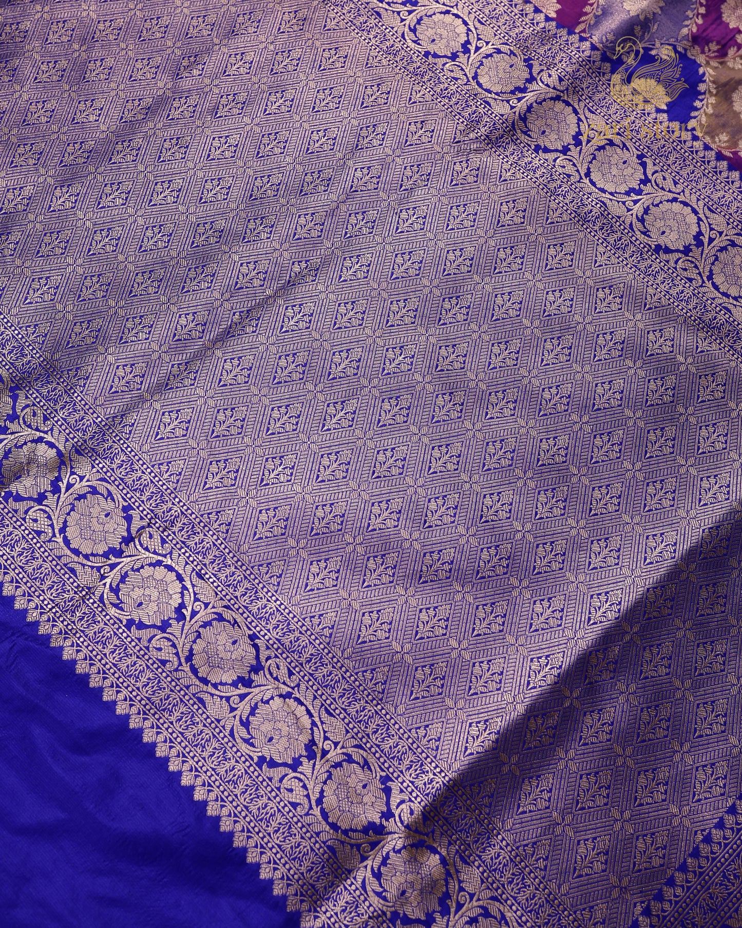 Blue Multicolour Rangkat Katan Silk Banarasi Saree
