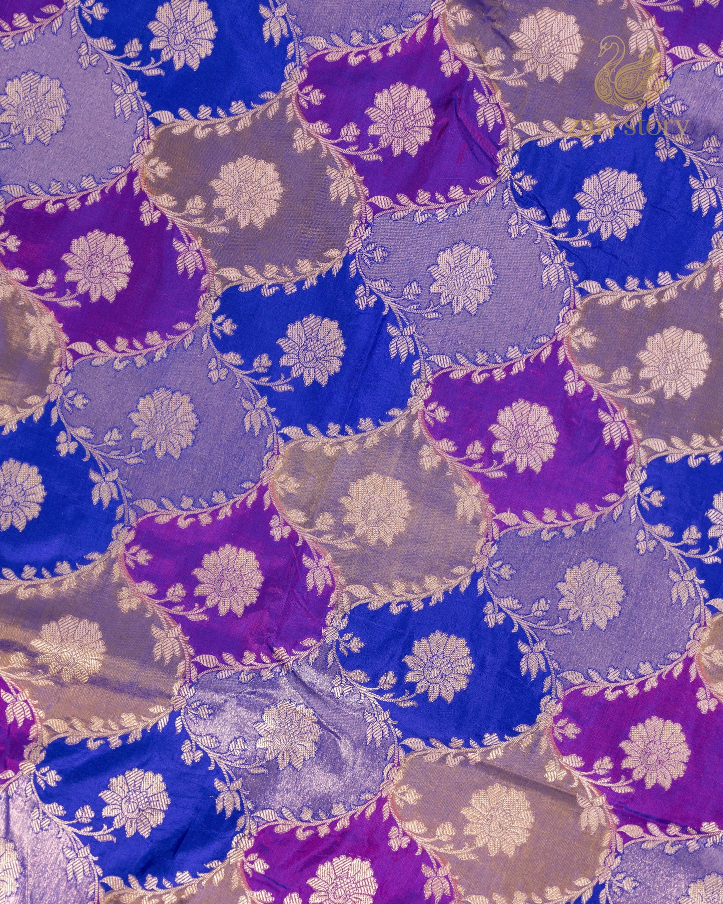 Blue Multicolour Rangkat Katan Silk Banarasi Saree