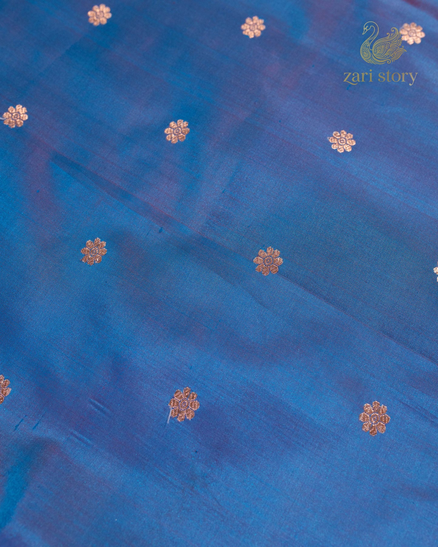 Peacock Blue Butta Katan Silk Banarasi Saree