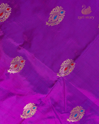 Grape Purple Meenakari Katan Silk Banarasi Saree