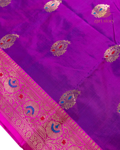 Grape Purple Meenakari Katan Silk Banarasi Saree