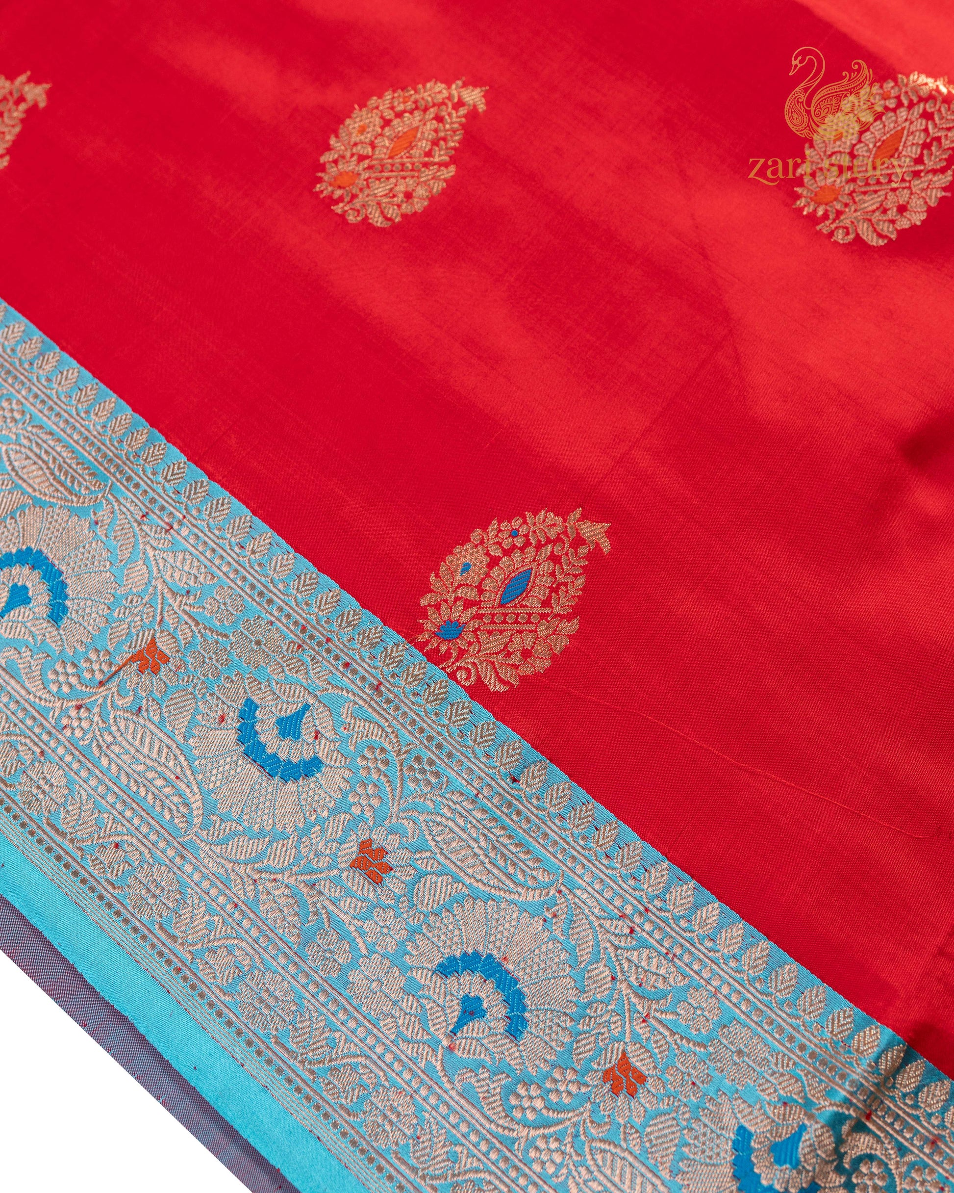 red meenakari katan silk pure