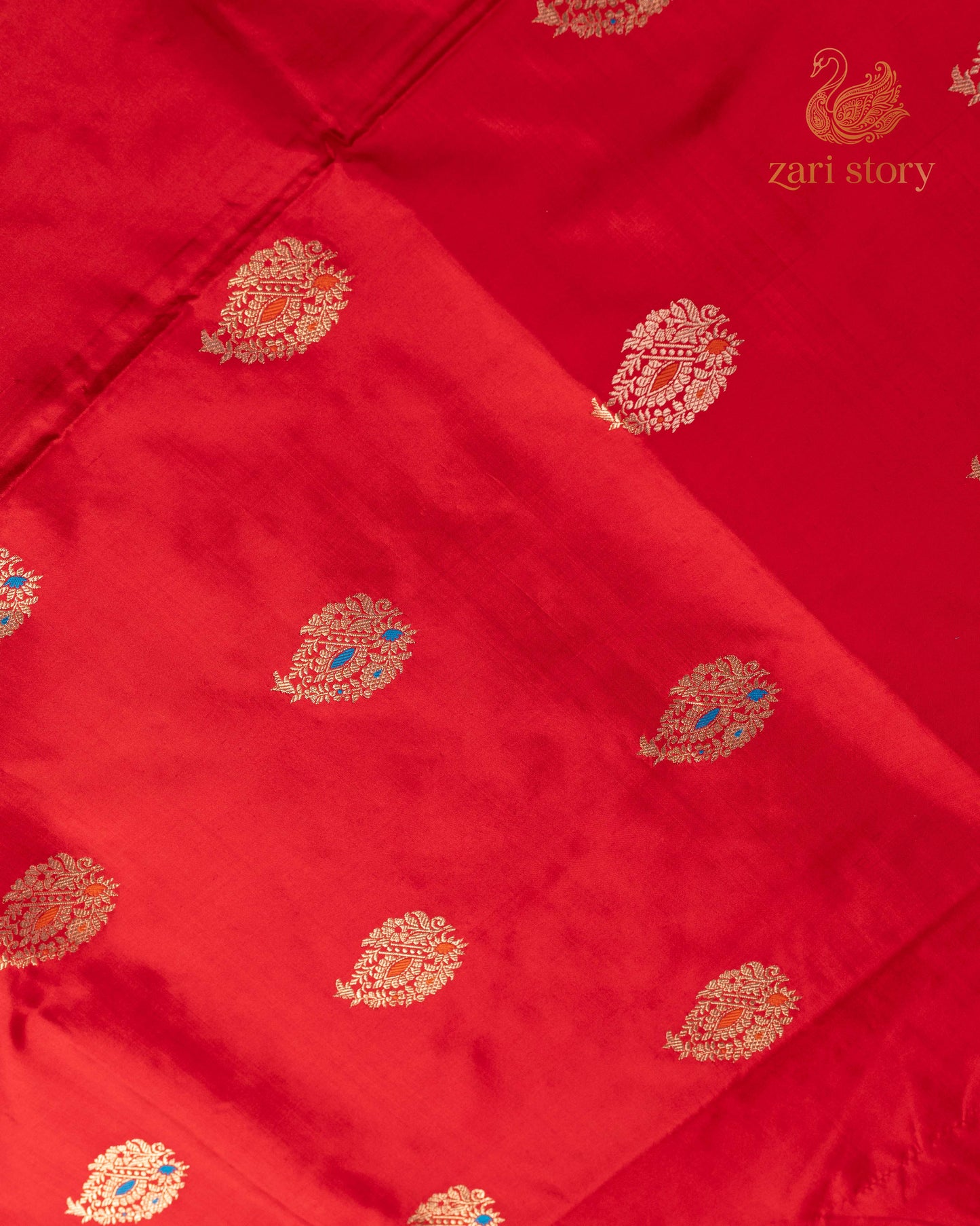 Cherry Red Meenakari Katan Silk Banarasi Saree