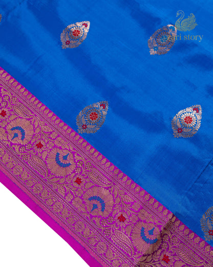 Cobalt Blue Meenakari Katan Silk Banarasi Saree