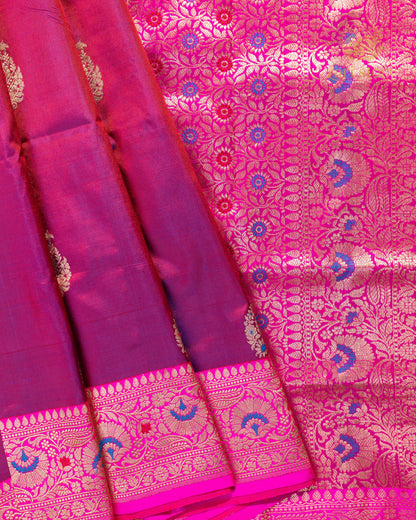 pink meenakari katan silk pure