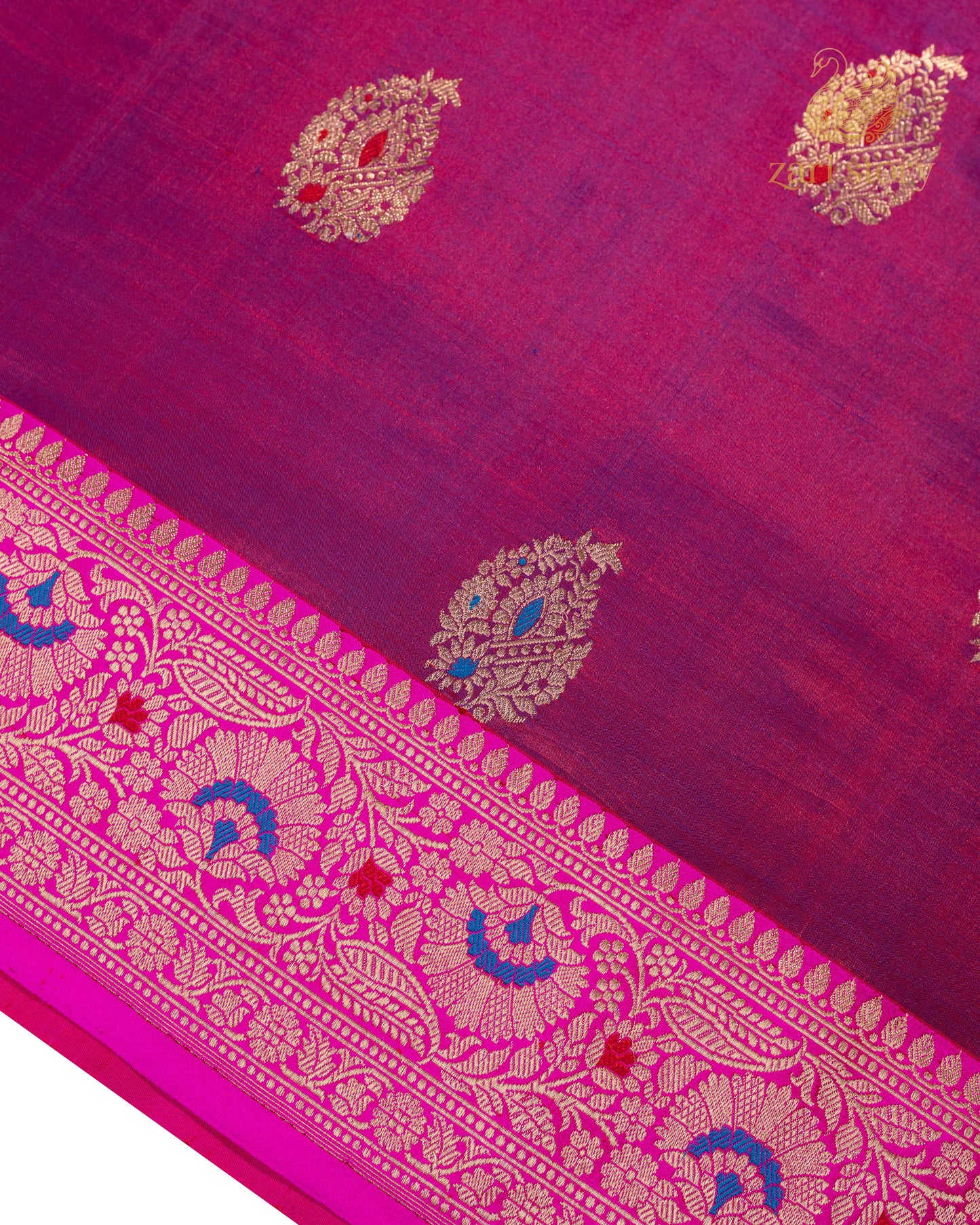 Magenta Meenakari Katan Silk Banarasi Saree