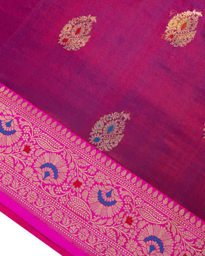 Magenta Meenakari Katan Silk Banarasi Saree