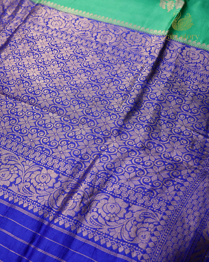 Lime Green Butta Mango Banarasi Saree