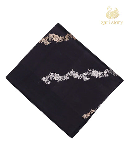 Jet Black Floral Mango Banarasi Saree