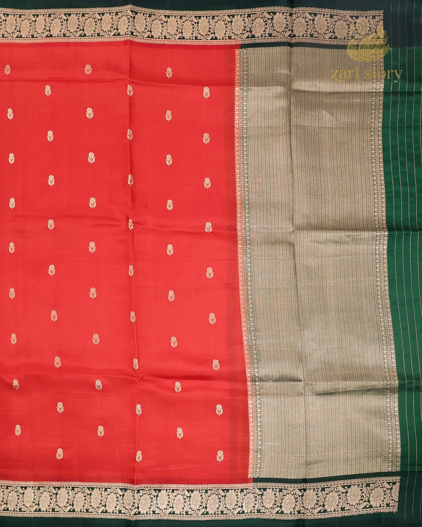 Ruby Red Butta Mango Banarasi Saree